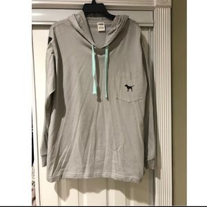 VS Pink long sleeve tee shirt with hood size L